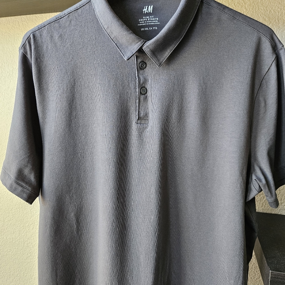 H&M Slim Fit Gray Polo Shirt XXL